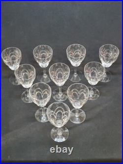 10 Anciens Verres A Eau En Cristal Taillé Art Déco Saint Louis / Baccarat