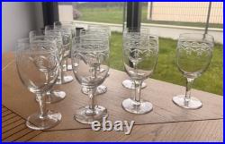 10 Verres A Eau Ou A Vin En Cristal Gravé Degagé A L'acide Baccarat 19eme