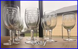 10 Verres A Eau Ou A Vin En Cristal Gravé Degagé A L'acide Baccarat 19eme