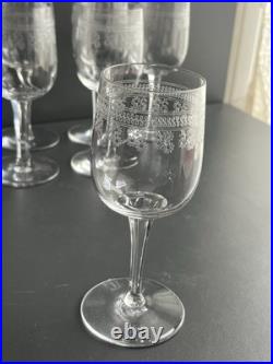 10 Verres À Vin Rouge En Cristal Baccarat Modelé Pompadour
