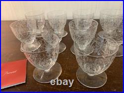 10 verres à vin blanc gravé ancien en cristal de Baccarat (prix à la pièce)