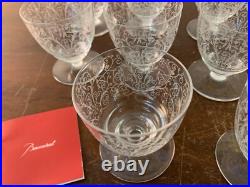 10 verres à vin blanc gravé ancien en cristal de Baccarat (prix à la pièce)