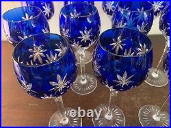 10 verres à vin du Rhin overlay bleu en cristal NO Baccarat (prix à la pièce)