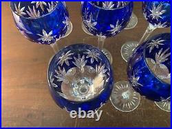 10 verres à vin du Rhin overlay bleu en cristal NO Baccarat (prix à la pièce)