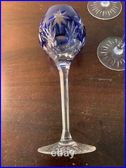 10 verres à vin du Rhin overlay bleu en cristal NO Baccarat (prix à la pièce)