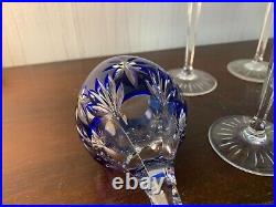 10 verres à vin du Rhin overlay bleu en cristal NO Baccarat (prix à la pièce)