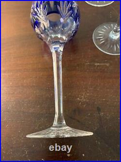 10 verres à vin du Rhin overlay bleu en cristal NO Baccarat (prix à la pièce)