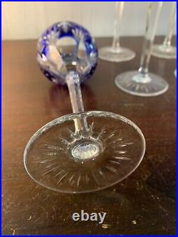 10 verres à vin du Rhin overlay bleu en cristal NO Baccarat (prix à la pièce)