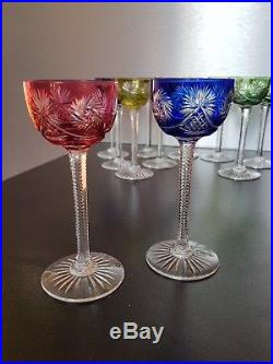 11 verres à liqueur en cristal gravé couleurs BACCARAT Saint Louis old glass
