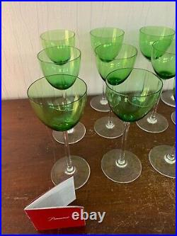 11 verres modèle Perfection vert clair en cristal de Baccarat (prix à la pièce)