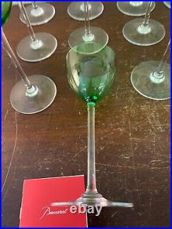 11 verres modèle Perfection vert clair en cristal de Baccarat (prix à la pièce)