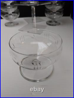 12 COUPES A CHAMPAGNE en CRISTAL Gravé Ancien H 7 cm BACCARAT