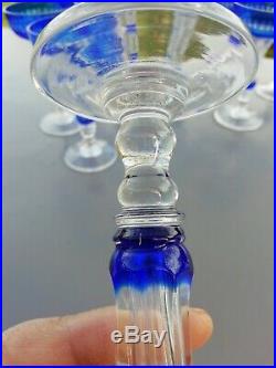 12 Flûtes Champenoises Cristal Overlay Bleues Baccarat ou Saint Louis