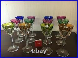 12 verres Harcourt en couleur en cristal de Baccarat (prix à la pièce)