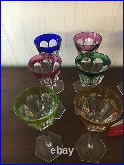 12 verres Harcourt en couleur en cristal de Baccarat (prix à la pièce)