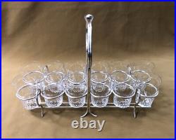 12 verres / gobelets en cristal BACCARAT modèle RICHELIEU panier métal argenté