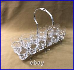 12 verres / gobelets en cristal BACCARAT modèle RICHELIEU panier métal argenté