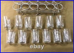 12 verres / gobelets en cristal BACCARAT modèle RICHELIEU panier métal argenté