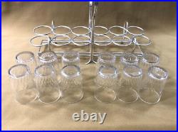 12 verres / gobelets en cristal BACCARAT modèle RICHELIEU panier métal argenté