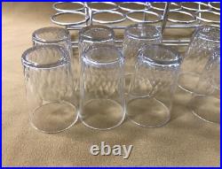 12 verres / gobelets en cristal BACCARAT modèle RICHELIEU panier métal argenté