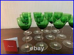 12 verres modèle Perfection vert foncé en cristal de Baccarat (prix à la pièce)