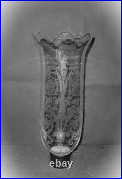 1687 baccarat grand photophore gravé hauteur 27,5 cm x 12 cm signé