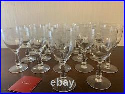 17 verres à eau gravés fleuri cristal de Baccarat (prix à la pièce)