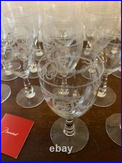 17 verres à eau gravés fleuri cristal de Baccarat (prix à la pièce)