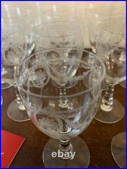 17 verres à eau gravés fleuri cristal de Baccarat (prix à la pièce)