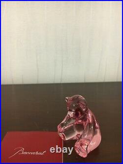 1 ourson rose en cristal de Baccarat