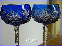 2 Anciens Verres A Vin Du Rhin Roemer Cristal Bonne Facture Styl Baccarat Bleu