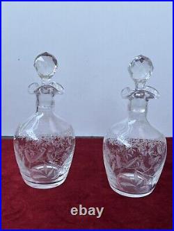 2 Carafes À Liqueur En Cristal Gravé Baccarat St Louis