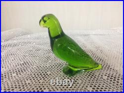 2 Perroquets couleur Vert Cristal Baccarat (prix à la pièce)