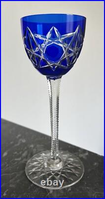 2 Verres Roemers En Cristal Doublé Bleu Taillé De Baccarat