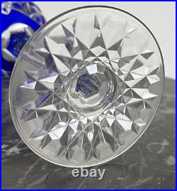 2 Verres Roemers En Cristal Doublé Bleu Taillé De Baccarat