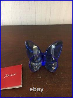2 papillons bleu en cristal de Baccarat (prix à la pièce)