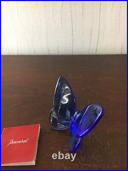 2 papillons bleu en cristal de Baccarat (prix à la pièce)
