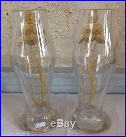 2 vases vase cristal baccarat profondément taillé et doré