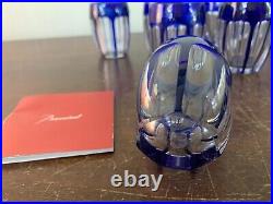 2 verres à liqueur bleu overlay en cristal de Baccarat (prix à la pièce)