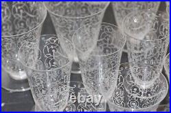 36 Verres en Cristal de Baccarat Service Michelangelo Gravé Vintage Ancien