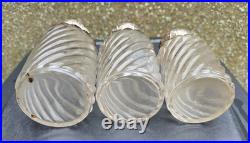 3 Flacons Cristal Baccarat Modele Cotes Torses Bouchons Metal Argenté 1900