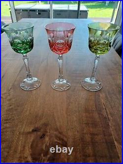 3 Verres Cristal couleur Coloré SAINT-LOUIS Baccarat Bohème