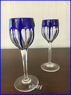 3 verres à liqueur doublé bleu en cristal de Baccarat (prix à la pièce)