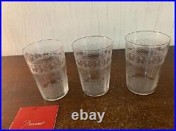 3 verres à thé gravé en cristal de Baccarat (prix à la pièce)