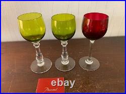 3 verres couleur en cristal de Baccarat (prix à la pièce)