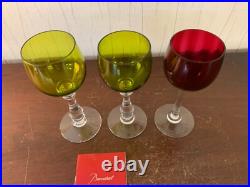 3 verres couleur en cristal de Baccarat (prix à la pièce)