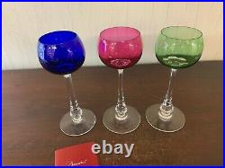 3 verres couleur en cristal de Baccarat (prix du lot)