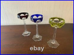 3 verres en couleur en cristal (prix des trois verres)