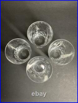 4 Verres À Thé En Cristal Taillé, Signé Baccarat