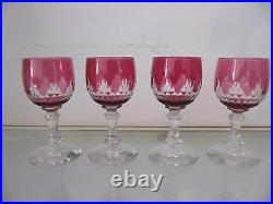 4 Verres à vin cristal overlay rubis Baccarat Richelieu (crystal wine glasses)
